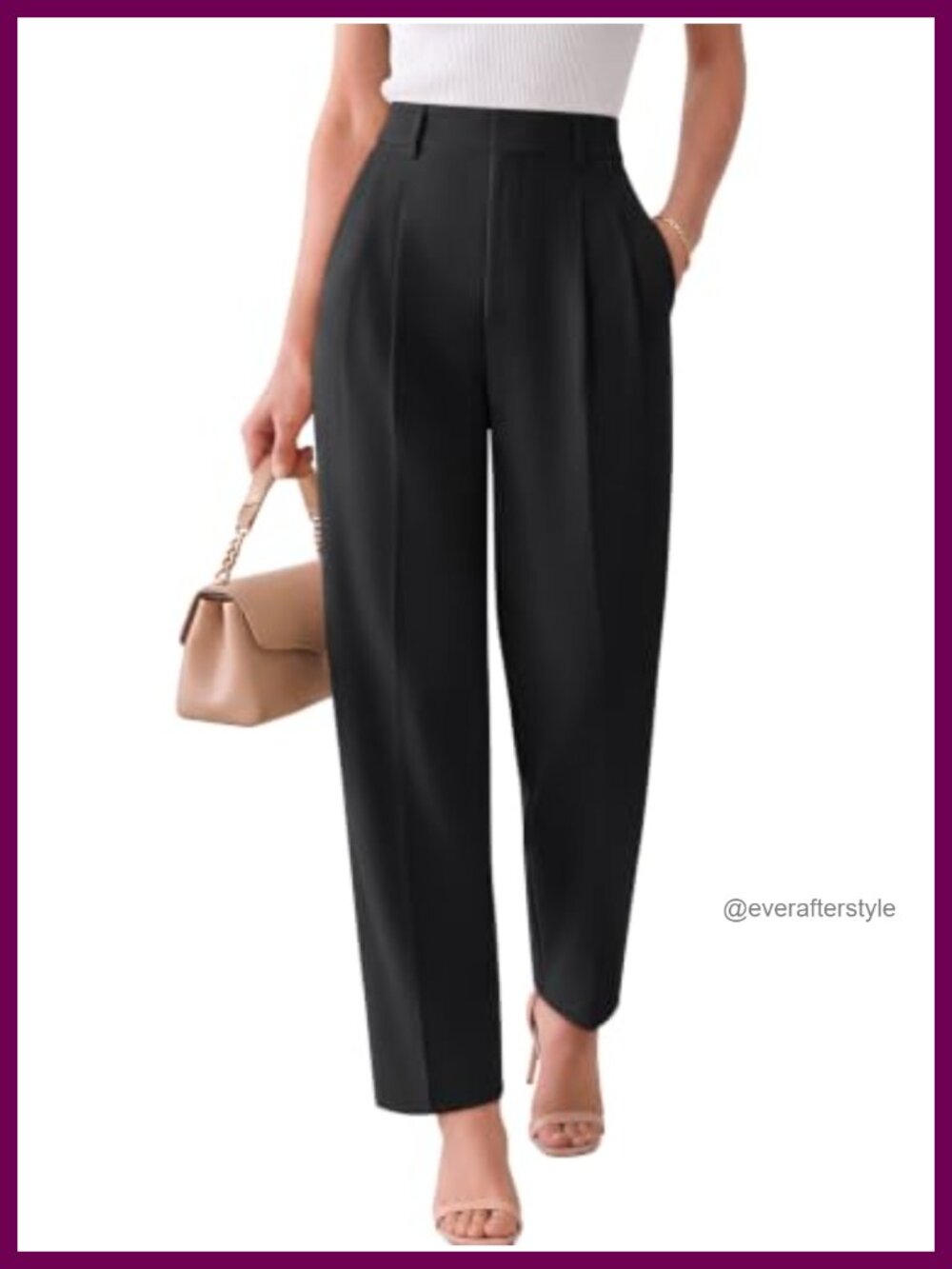 Tapered High Waisted Stretchy Dress Work Pants Pleated Trousers